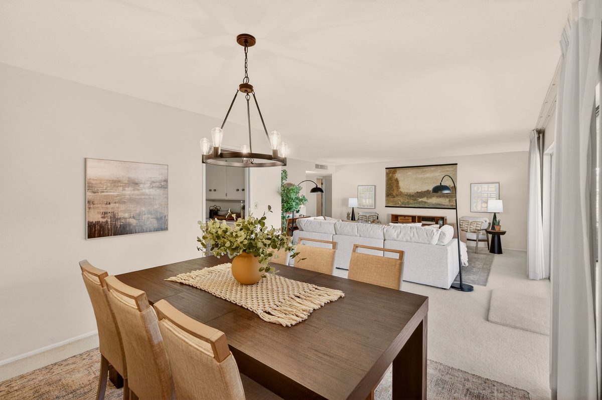 Staged mid-century dining room at 5910 E Edgemont Ave, Scottsdale